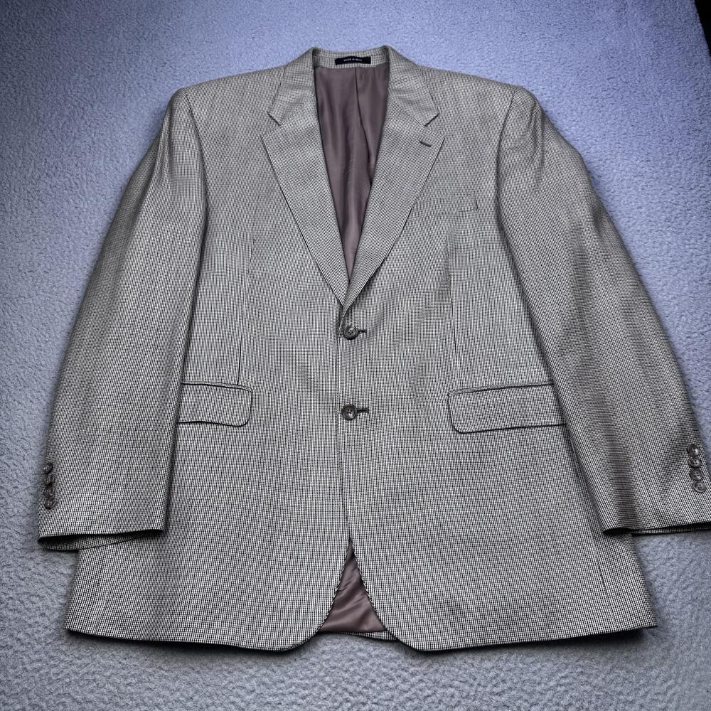 Lauren Ralph Lauren Blazer Mens 44L Brown Silk Houndstooth Sport Coat Jacket